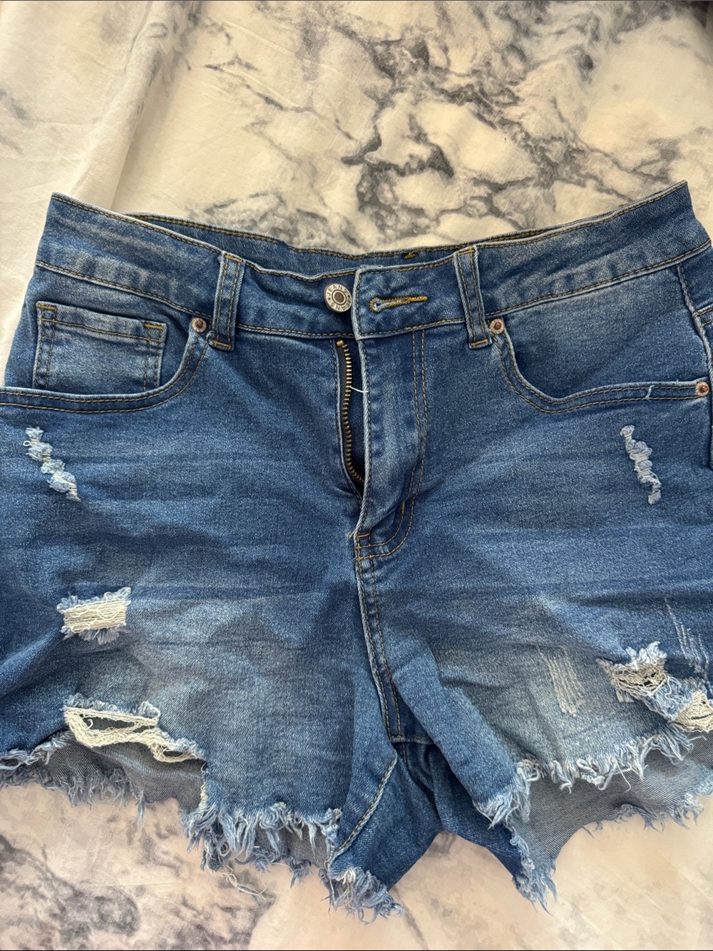 Denim Distressed Women’s Shorts - Blue